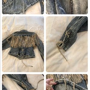 Vintage 80’s women’s fringe denim jacket